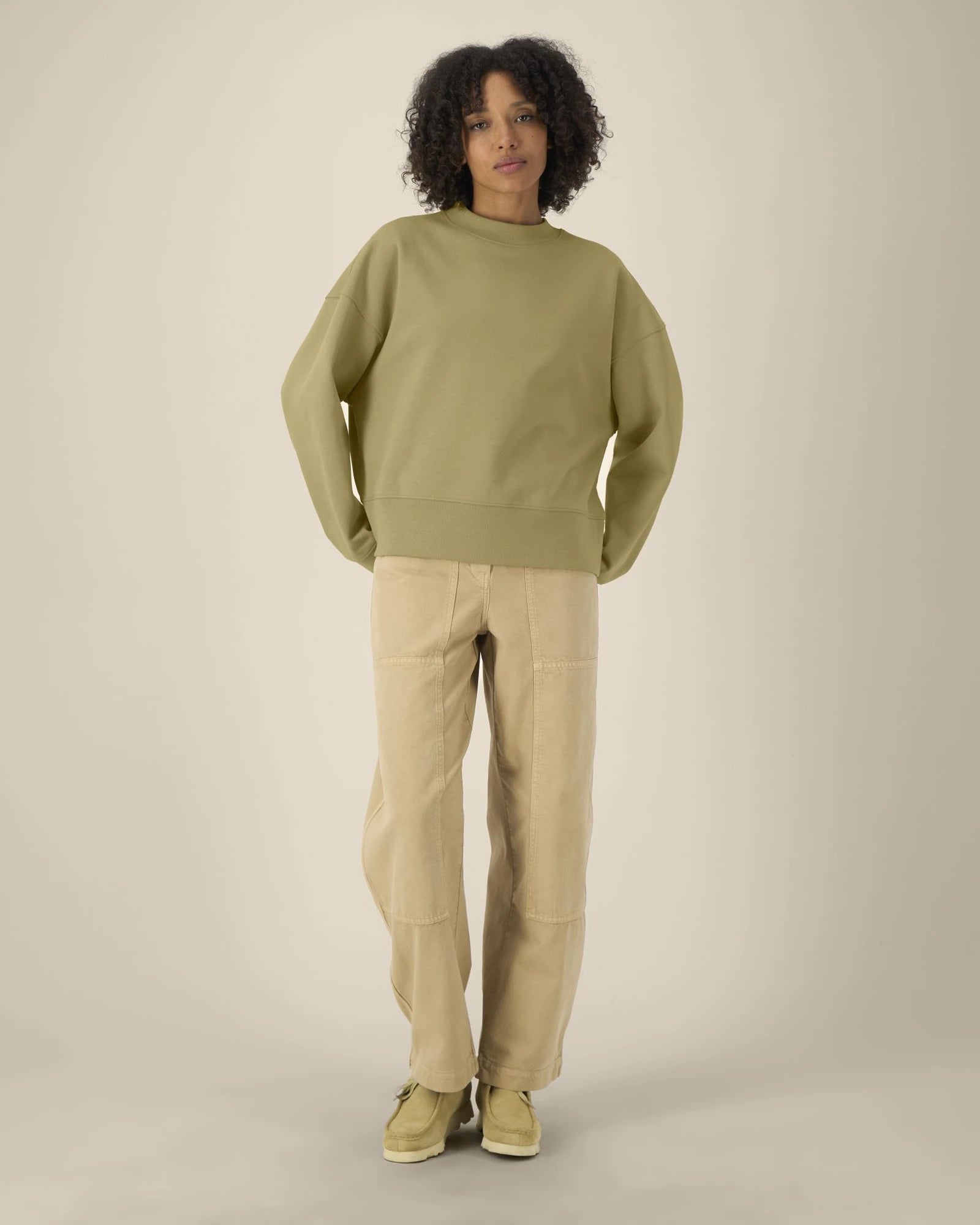 Custom recycled cotton oversized sweatshirt Stanley/Stella - Faded Olive